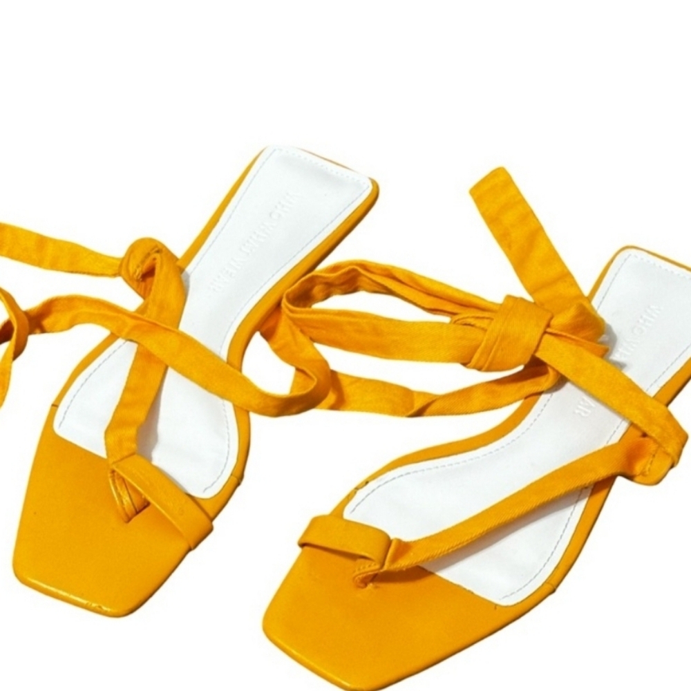 Who What Wear yellow lace up sandals size 6